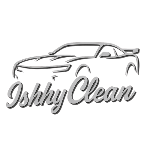 Ishhy Clean logo with minimalist line drawing of sports car